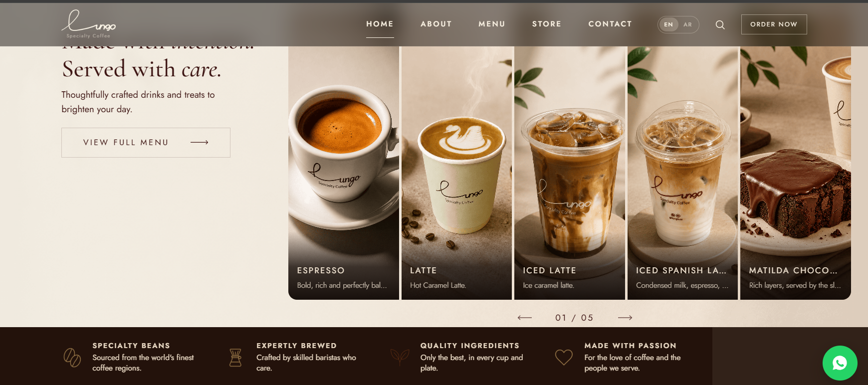 Lungo Specialty Coffee menu and desserts